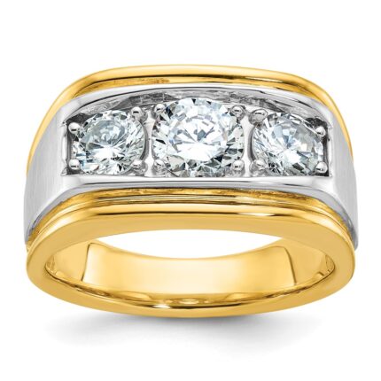 IBGoodman 14k Two-tone Men's Polished and Satin 3-Stone Ring Mounting