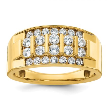IBGoodman 14k 1 1/8 carat Lab Grown Diamond VS/SI+ G+ Complete Four Row Men's Ring