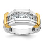 True Origin IBGoodman 14k Two-tone 1 carat Lab Grown Diamond VS+ F+ Five Stone Complete Polished and Grooved Men's Ring