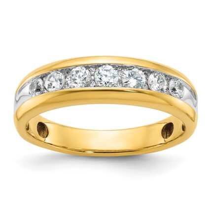 IBGoodman 14k with White Rhodium 1 1/2 carat Lab Grown Diamond VS/SI+ G+ Seven Stone Complete Polished Men's Ring
