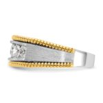 IBGoodman 14k Two-tone 1 carat Lab Grown Diamond VS/SI+ G+ Five Stone Complete Polished Satin and Textured Men's Ring - Image 3