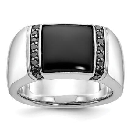 14k White Gold IBGoodman Men's Onyx and Diamond Ring Mounting