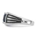 14k White Gold with Black Rhodium IBGoodman Men's Created Sapphire Complete Ring - Image 5