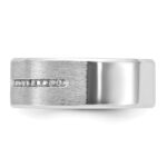 14k White Gold IBGoodman Men's Satin Lab Created Sapphire and 1/8 carat Diamond Complete Ring - Image 5