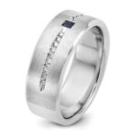 14k White Gold IBGoodman Men's Satin Sapphire/Diamond Ring Mounting - Image 6