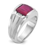 14k White Gold IBGoodman Men's Satin Gemstone and Diamond Ring Mounting - Image 6