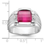 14k White Gold IBGoodman Men's Satin Gemstone and Diamond Ring Mounting - Image 2