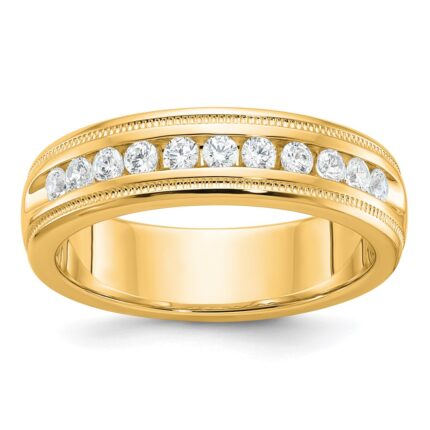 IBGoodman 10k Men's Polished and Milgrain 11-Stone 1/2 Carat A Quality Diamond Ring
