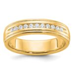 IBGoodman 10k Men's Polished and Milgrain 11-Stone 1/4 Carat A Quality Diamond Ring
