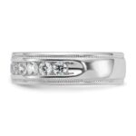 IBGoodman 14k White Gold Polished and Miligrain Eleven Stone Men's Ring Mounting - Image 6