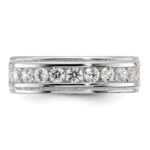 IBGoodman 14k White Gold Polished and Miligrain Eleven Stone Men's Ring Mounting - Image 5