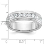 IBGoodman 14k White Gold Polished and Miligrain Eleven Stone Men's Ring Mounting - Image 3