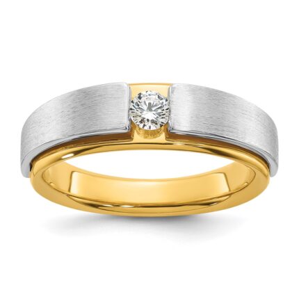 IBGoodman 14k Two-tone 1/15 carat Lab Grown Diamond VS/SI+ G+ Complete Polished and Satin Men's Band