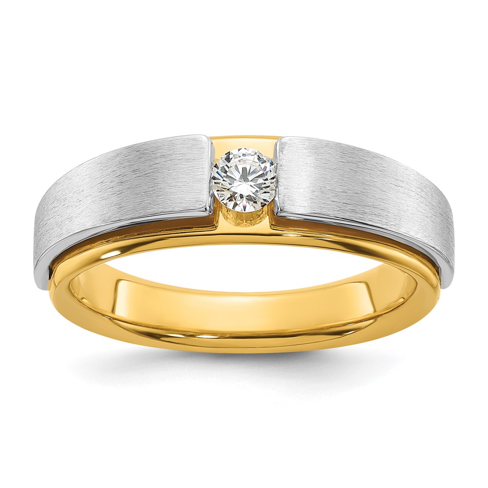 B96013-4YWAA.jpg IBGoodman 14k Two-tone 1/15 carat Lab Grown Diamond VS/SI+ G+ Complete Polished and Satin Men's Band - Image 1