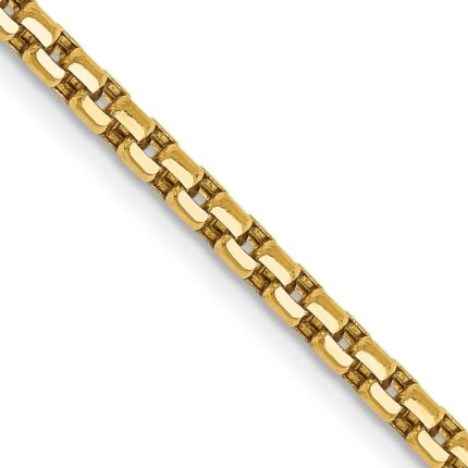 14K 2.45mm Semi-Solid Round Box with Lobster Clasp Chain