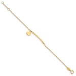 14K Polished Heart Dangle and Bar 5.Baby/Child Bracelet with 0.Extender - Image 2