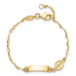 14K Polished Miraculous Medal and 19x4mm Plate 6 inch Baby/Child ID Bracelet - Image 4
