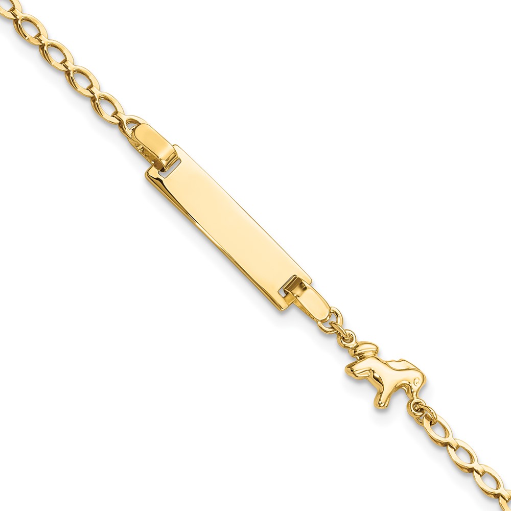 BID128-6.jpg 14K Polished Horse and 17x5mm Plate 6 inch Baby/Child ID Bracelet - Image 1