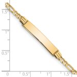 14k Polished Solid Chain/Solid Plate Figaro Link 26x5mm Plate 6 inch Baby/Child ID Bracelet - Image 3