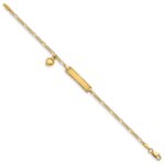 14k Polished Solid Chain/Solid Plate Heart Dangle Figaro Link 21x6mm Plate 5.5 inch Baby/Child ID Bracelet - Image 2