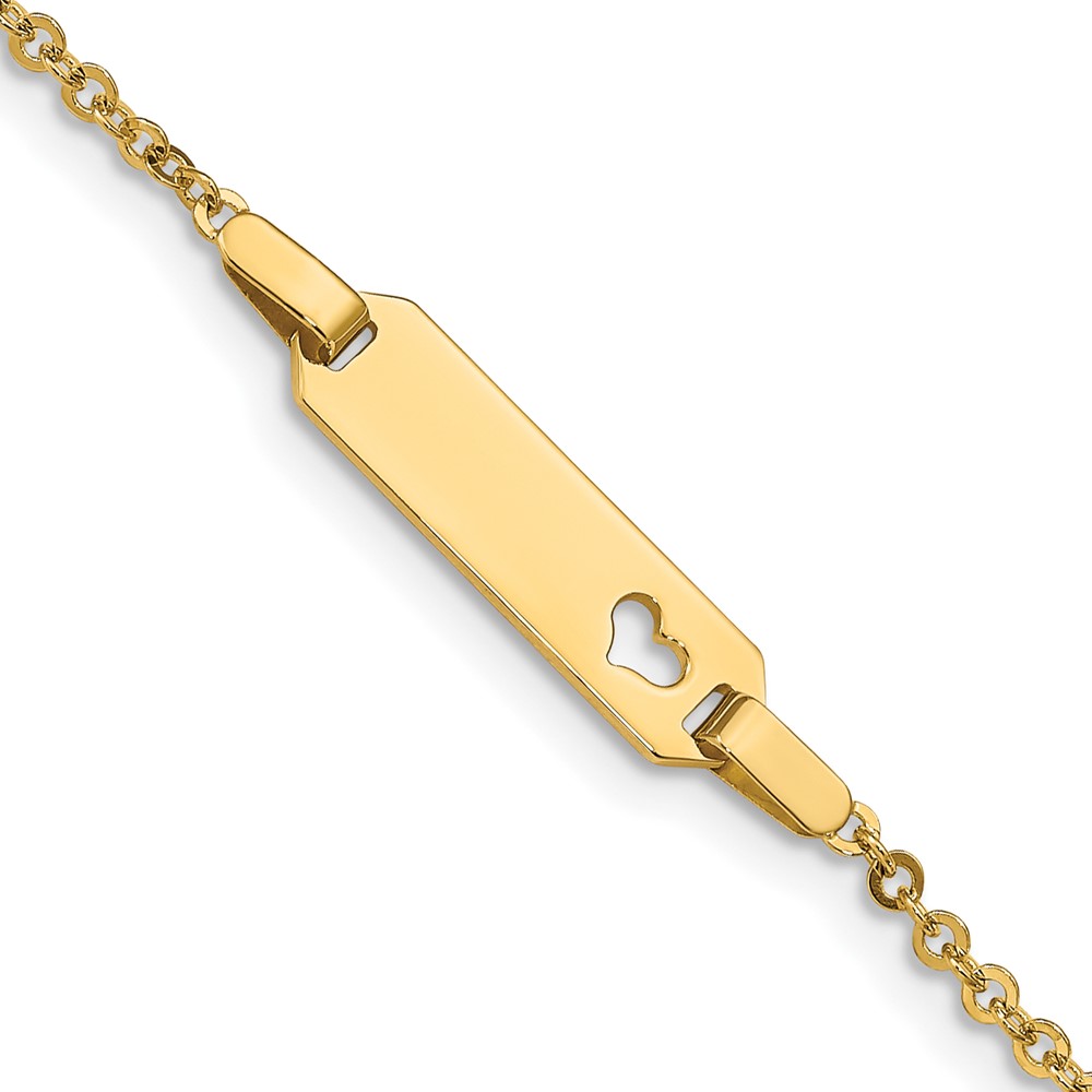 BID84-6.jpg 14K Polished Cut-out Heart 18x5mm Plate 6 inch Baby/Child ID Bracelet - Image 1