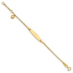 14K Polished Solid Chain/Solid Plate Heart Dangle 20x6mm Plate 5 inch Baby/Child ID Bracelet with 1 inch Extender - Image 2