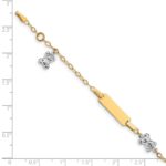 14k Two-tone Polished Teddy Bears and 18x5mm Plate 5.5 inch Baby/Child ID Bracelet with 0.5 inch Extender - Image 4