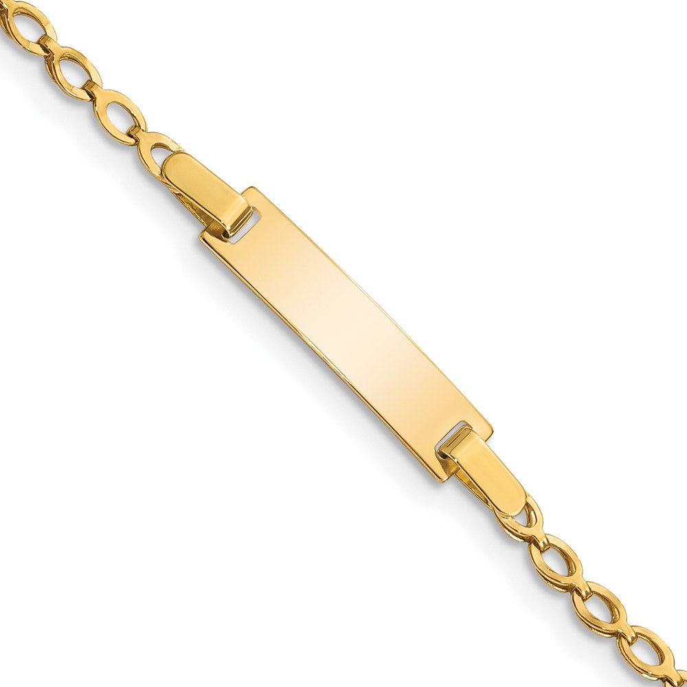 BID94-6.jpg 14k Polished Solid Chain/Solid Plate Fancy Link 16x5mm Plate 6 inch Baby/Child ID Bracelet - Image 1