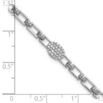 14K White Gold Polished Complete 1/8 carat Diamond Oval Cluster Fancy Link 7 inch Bracelet with 1 inch Extender - Image 5