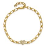 14K Polished Complete 1/6 carat Diamond Heart Cluster Fancy Link 7 inch Bracelet with 1 inch Extender - Image 4