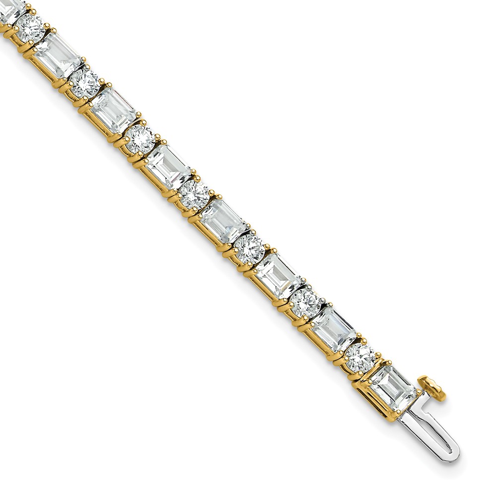 BM10323-YAA.jpg 14k 10 carat Lab Grown Diamond VS+ F+ Complete Emerald and Round Tennis Bracelet - Image 1