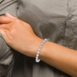 14k White Gold 11 carat Lab Grown Diamond VS/SI+ G+ Complete Round and Oval 7 inch Fancy Tennis Bracelet - Image 7