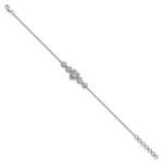 14K White Gold Polished Complete 5/8 carat Diamond Hearts 7 inch Bracelet with 1 inch Extender - Image 2