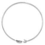 14k White Gold Complete 1/4 carat Diamond Moon and Star Flexible Cuff Bangle Bracelet - Image 2