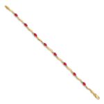 14k Complete Diamond and Oval Ruby Wavy Link 7 inch Bracelet - Image 2