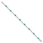 10k White Gold Diamond and Emerald Bracelet - Image 2