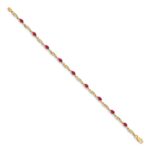10k Diamond and Oval Ruby Bracelet - Image 2