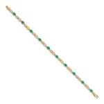 10k Diamond and Oval Emerald Bracelet - Image 2