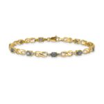 14k Complete Diamond and Oval Emerald Infinity Link 7.25 inch Bracelet - Image 3