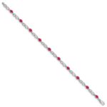 10k White Gold Diamond and Composite Ruby Bracelet - Image 2
