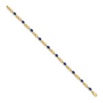 10k Diamond and Oval Sapphire Bracelet - Image 2