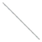 14k White Gold Complete Diamond and Oval Aquamarine X-design 7.25 inch Bracelet - Image 2
