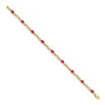 14k Complete Diamond and Oval Ruby X-design 7.25 inch Bracelet - Image 2