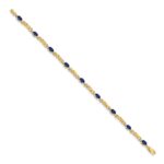 14k Complete Diamond and Oval Sapphire X-design 7.25 inch Bracelet - Image 2