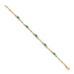 14k Complete Diamond and Oval Emerald Heart Design 7 inch Bracelet - Image 2