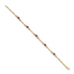 14k Complete Diamond and Oval Ruby Heart Design 7 inch Bracelet - Image 2