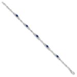 10k White Gold Diamond and Sapphire Bracelet - Image 2