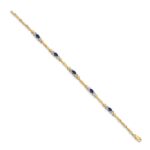 14k Complete Diamond and Oval Sapphire Heart Design 7 inch Bracelet - Image 2