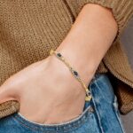 14k Complete Diamond and Oval Sapphire Heart Design 7 inch Bracelet - Image 4