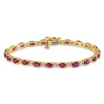14k Complete Diamond and Oval Ruby 7 inch Bracelet - Image 3